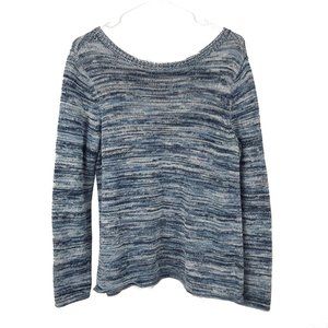 J.Jill 100% Cotton Pullover Sweater Striped Blue Women's Size Small